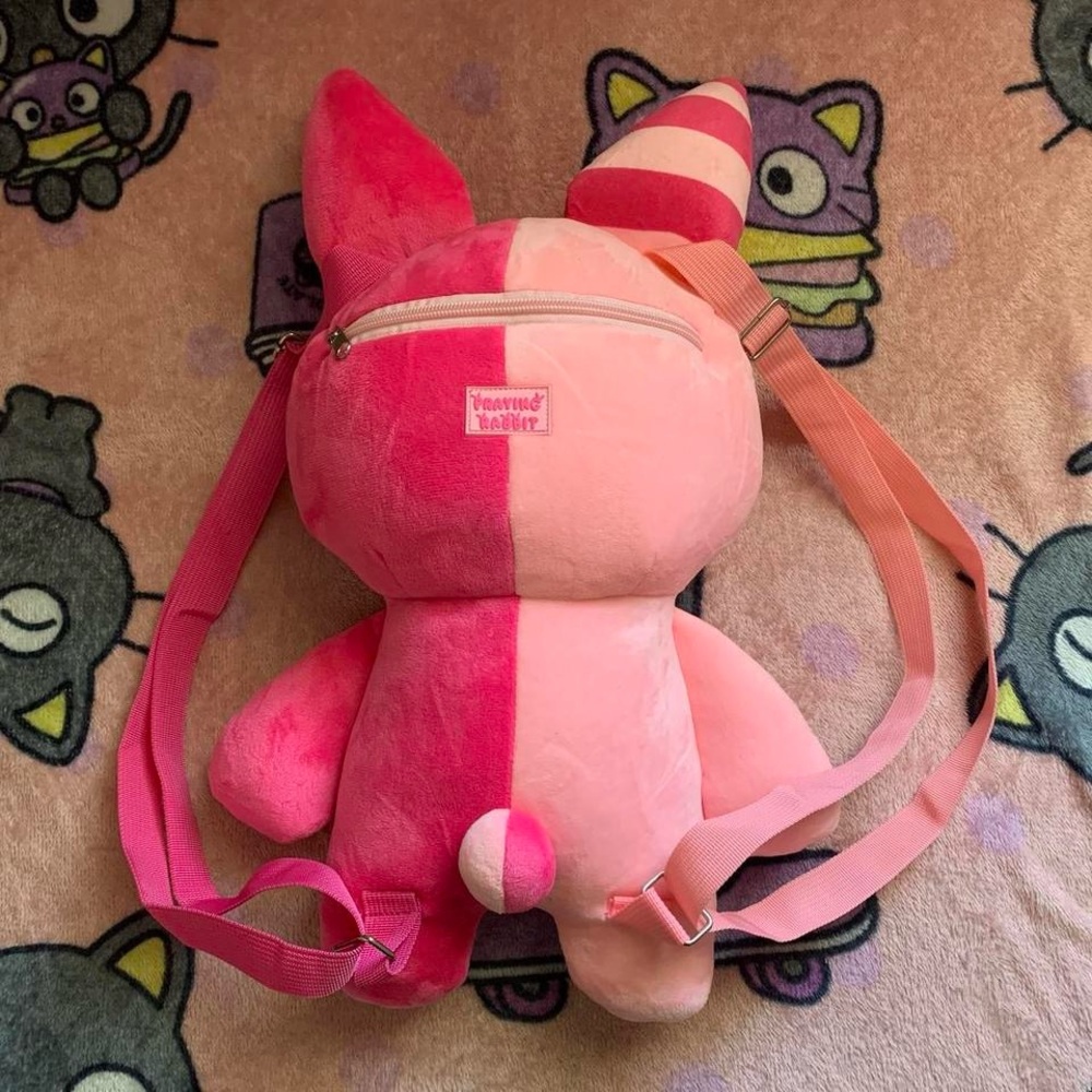 Praying Rabbit pink rabbit plush backpack <3 - Picture 2 of 5